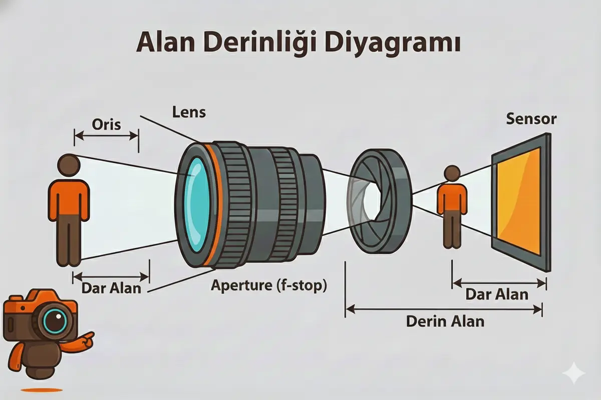 Alan derinliği diyagramı Alan derinliği: diyafram, odak uzaklığı ve mesafe ilişkisi